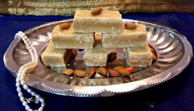 Mysore Pak made with gram flour, ghee, and sugar, a famous South Indian sweet