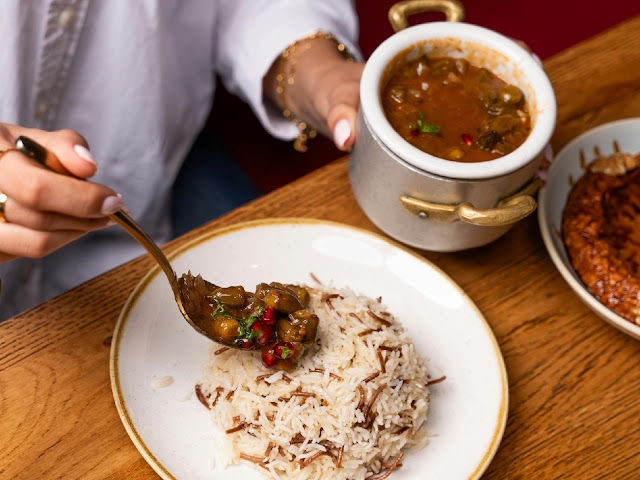 Indian home cooked rice served with traditional curry showing comfort food style Indian meal