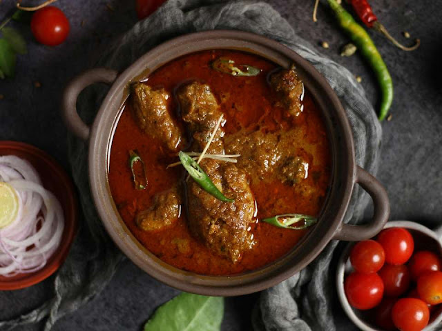 Slow roasted mutton raan whole leg served with mint chutney